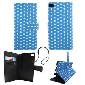 Handyh�lle Tasche f�r Handy Huawei P8 Polka Dot Blau Weiss