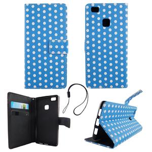 Handyh�lle Tasche f�r Handy Huawei P9 Lite Polka Dot Blau Weiss