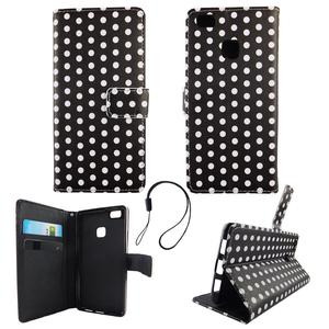 Handyh�lle Tasche f�r Handy Huawei P9 Lite Polka Dot Schwarz Weiss