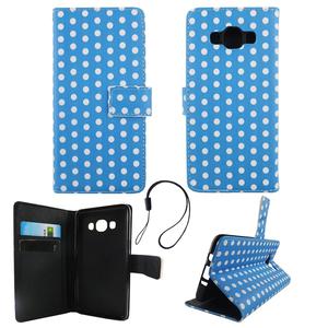 Handyh�lle Tasche f�r Handy Samsung Galaxy J5 2016 Polka Dot Blau Weiss