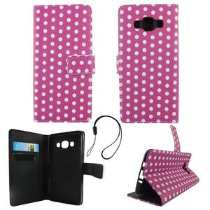 Handyh�lle Tasche f�r Handy Samsung Galaxy J5 2016 Polka Dot Lila Weiss