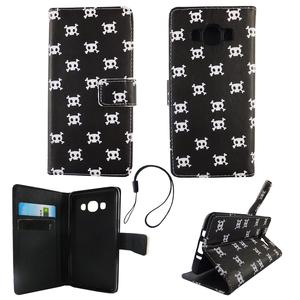 Handyh�lle Tasche f�r Handy Samsung Galaxy J5 2016 Polka Dot Totenkopf