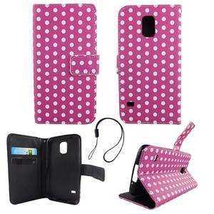 Handyh�lle Tasche f�r Handy Samsung Galaxy S5 / S5 Neo Polka Dot Lila Weiss