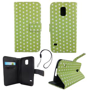 Handyh�lle Tasche f�r Handy Samsung Galaxy S5 / S5 Neo Polka Dot Gr�n Weiss
