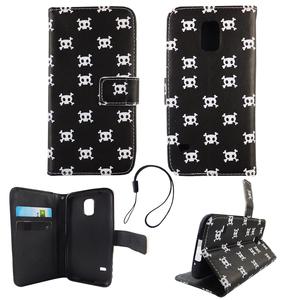 Handyh�lle Tasche f�r Handy Samsung Galaxy S5 / S5 Neo Polka Dot Totenkopf