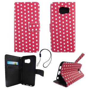 Handyh�lle Tasche f�r Handy Samsung Galaxy S6 Polka Dot Pink Weiss