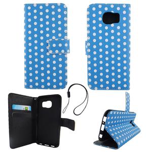 Handyh�lle Tasche f�r Handy Samsung Galaxy S6 Polka Dot Blau Weiss