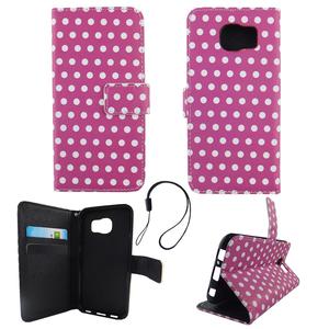Handyh�lle Tasche f�r Handy Samsung Galaxy S6 Polka Dot Lila Weiss