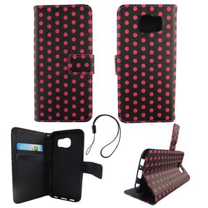 Handyh�lle Tasche f�r Handy Samsung Galaxy S6 Polka Dot Schwarz Pink