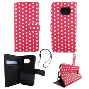 Handyh�lle Tasche f�r Handy Samsung Galaxy S7 Polka Dot Pink Weiss