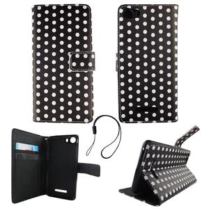 Handyh�lle Tasche f�r Handy Wiko Lenny 2 Polka Dot Schwarz Weiss