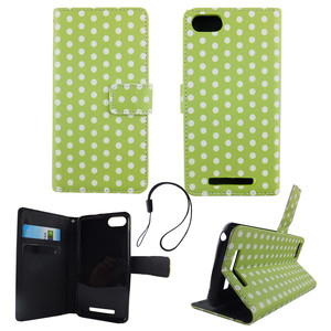 Handyhlle Tasche fr Handy Wiko Lenny 3 Polka Dot Grn Weiss