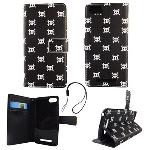 Handyhlle Tasche fr Handy Wiko Lenny 3 Polka Dot Totenkopf
