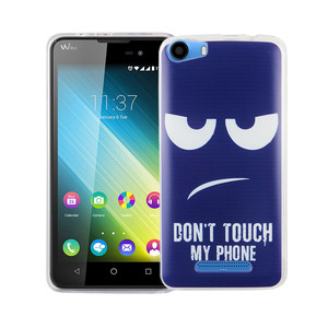 Handy H�lle f�r Wiko Lenny 2 Cover Case Schutz Tasche Motiv Slim Silikon TPU Dont Touch my Phone Blau