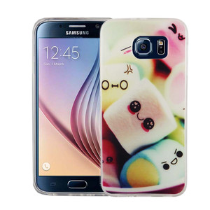 Handy H�lle f�r Samsung Galaxy S6 Cover Case Schutz Tasche Motiv Slim Silikon TPU Schriftzug Marshmallows