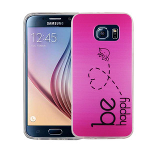 Handy Hlle fr Samsung Galaxy S6 Cover Case Schutz Tasche Motiv Slim Silikon TPU Be Happy Pink