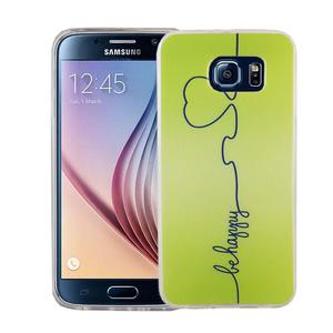 Handy H�lle f�r Samsung Galaxy S6 Cover Case Schutz Tasche Motiv Slim Silikon TPU Be Happy Gr�n