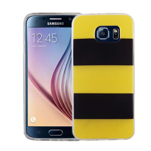 Handy H�lle f�r Samsung Galaxy S6 Cover Case Schutz Tasche Motiv Slim Silikon TPU Gelb / Schwarz
