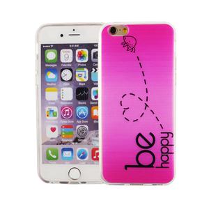 Handy Hlle fr Apple iPhone 6 / 6s Cover Case Schutz Tasche Motiv Slim Silikon TPU Be Happy Pink