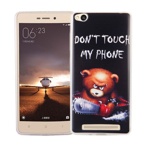 Handy Hlle fr Xiaomi Redmi 3 Cover Case Schutz Tasche Motiv Slim Silikon TPU Schriftzug Br mit Kettensge