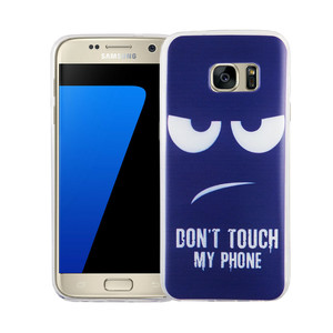 Handy H�lle f�r Samsung Galaxy S7 Cover Case Schutz Tasche Motiv Slim Silikon TPU Dont Touch my Phone Blau