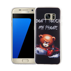 Handy Hlle fr Samsung Galaxy S7 Cover Case Schutz Tasche Motiv Slim Silikon TPU Schriftzug Br mit Kettensge
