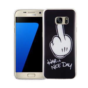 Handy Hlle fr Samsung Galaxy S7 Cover Case Schutz Tasche Motiv Slim Silikon TPU Mittelfinger