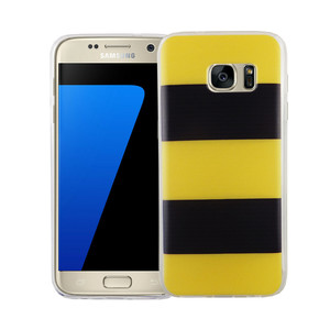 Handy Hlle fr Samsung Galaxy S7 Cover Case Schutz Tasche Motiv Slim Silikon TPU Gelb / Schwarz