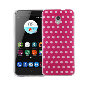 Handy H�lle f�r ZTE Blade V7 Cover Case Schutz Tasche Motiv Slim Silikon TPU Polka Dot Pink