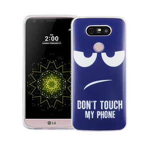 Handy H�lle f�r LG G5 Cover Case Schutz Tasche Motiv Slim Silikon TPU Dont Touch my Phone Blau