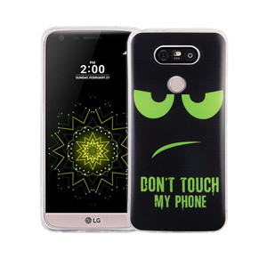 Handy H�lle f�r LG G5 Cover Case Schutz Tasche Motiv Slim Silikon TPU Dont Touch my Phone Gr�n