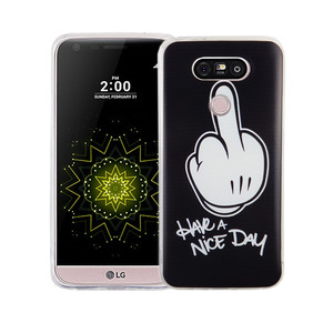 Handy H�lle f�r LG G5 Cover Case Schutz Tasche Motiv Slim Silikon TPU Mittelfinger