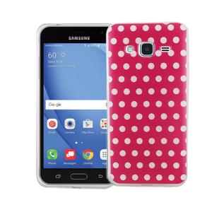 Handy Hlle fr Samsung Galaxy J3 Cover Case Schutz Tasche Motiv Slim Silikon TPU Polka Dot Pink