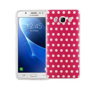 Handy H�lle f�r Samsung Galaxy J5 2016 Cover Case Schutz Tasche Motiv Slim Silikon TPU Polka Dot Pink