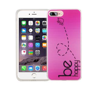 Handy H�lle f�r Apple iPhone 7 Plus Cover Case Schutz Tasche Motiv Slim Silikon TPU Be Happy Pink