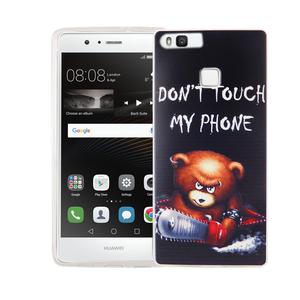 Handy H�lle f�r Huawei P9 Cover Case Schutz Tasche Motiv Slim Silikon TPU Schriftzug B�r mit Kettens�ge