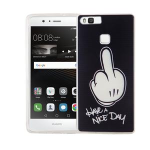 Handy H�lle f�r Huawei P9 Cover Case Schutz Tasche Motiv Slim Silikon TPU Mittelfinger