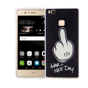 Handy H�lle f�r Huawei P9 Lite Cover Case Schutz Tasche Motiv Slim Silikon TPU Mittelfinger