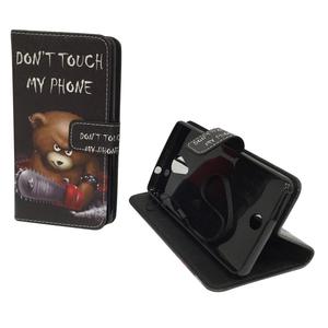 Handyhlle Tasche fr Handy Wiko Tommy Schriftzug Br mit Kettensge