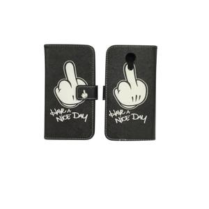 Handyhlle Tasche fr Handy Wiko Robby Mittelfinger