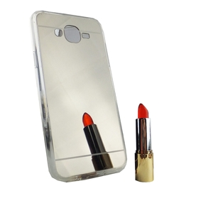 Samsung Galaxy J7 2015 Handy H�lle Spiegel Mirror Soft-Case Schutz-Cover Silber