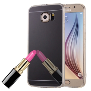 Samsung Galaxy S6 Edge Handy H�lle Spiegel Mirror Soft-Case Schutz-Cover Schwarz