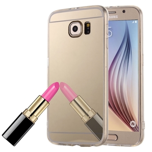 Samsung Galaxy S6 Edge Handy H�lle Spiegel Mirror Soft-Case Schutz-Cover Gold
