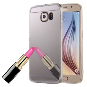 Samsung Galaxy S6 Edge Handy H�lle Spiegel Mirror Soft-Case Schutz-Cover Silber