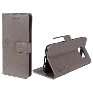 Schutz H�lle Blumen f�r Handy Samsung Galaxy S7 Edge Grau