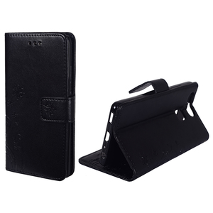 Schutz H�lle Blumen f�r Handy Huawei P9 Schwarz