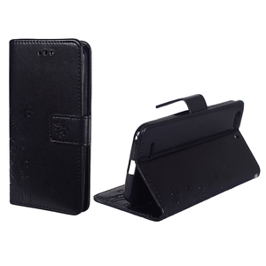 Schutz H�lle Blumen f�r Case Handy ZTE Blade V6 Schwarz