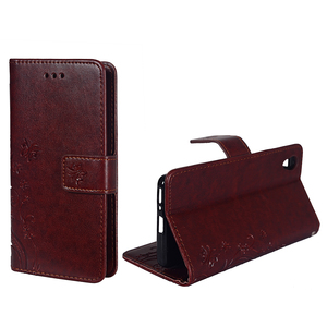 Schutz H�lle Blumen f�r Handy Sony Xperia XA Braun