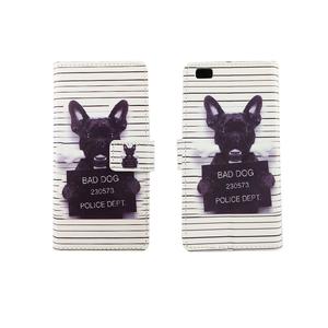 Handyh�lle Tasche f�r Handy Huawei P8 Lite B�ser Hund Wei�
