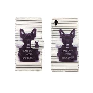 Handyh�lle Tasche f�r Handy Sony Xperia Z5 B�ser Hund Wei�